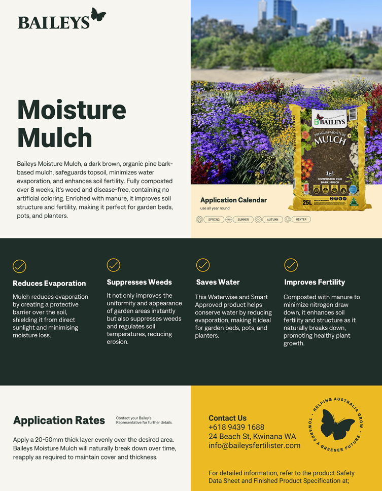 BAILEYS MOISTURE MULCH 30 LITRE – WA Farm Shop - Main Image