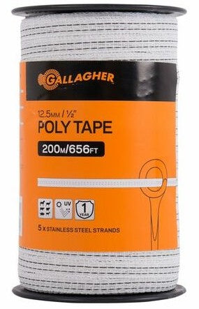 12.5MM / 1/2” POLY TAPE - 200M (WHITE)