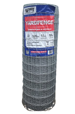 13/120/10 - 100M FASTLOCK YARDFENCE SQUARE KNOT, STOCK FENCING 2.5MM HEAVY GALV