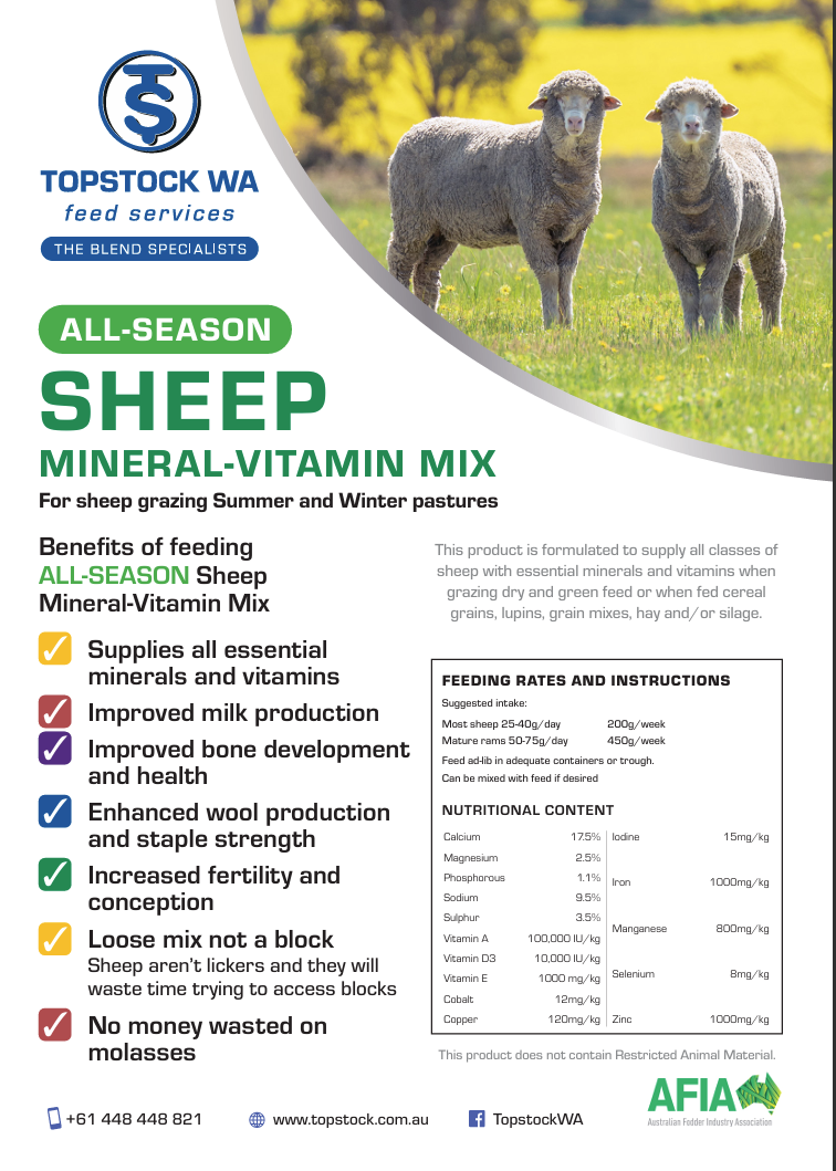 TOPSTOCK ALL SEASONS SHEEP MINERAL MIX – WA Farm Shop