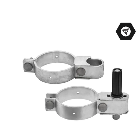 100NB ADJUSTABLE BOLT-ON ROUND POST HINGE SET 32NB GATE SIZE GALV