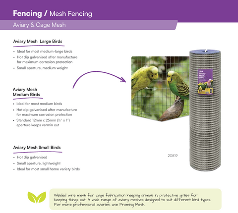 AVIARY MESH SMALL BIRDS 120X12X12X0.8 - 30M