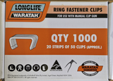 WACC-WARATAH-LL-RING FASTENER CLIPS [Sz:PACK 1000]