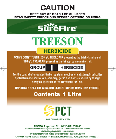 triclopyr picloram herbicide TREESON HERBICIDE 200g/ltrTriclopyr and 100g/ltr Picloram – WA Farm Shop