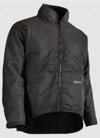STYX OILSKIN BROWN FUR LINED L/SLEEVE JACKET [Sz:X LARGE]