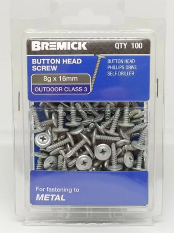 BUTTON HEAD SCREW - METAL QTY 100