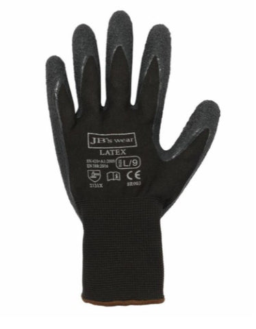 JB'S WEARS BLACK LATEX GLOVES XL/10