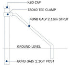 80MM NB MED GALV CAPPED POST @ 2600MM